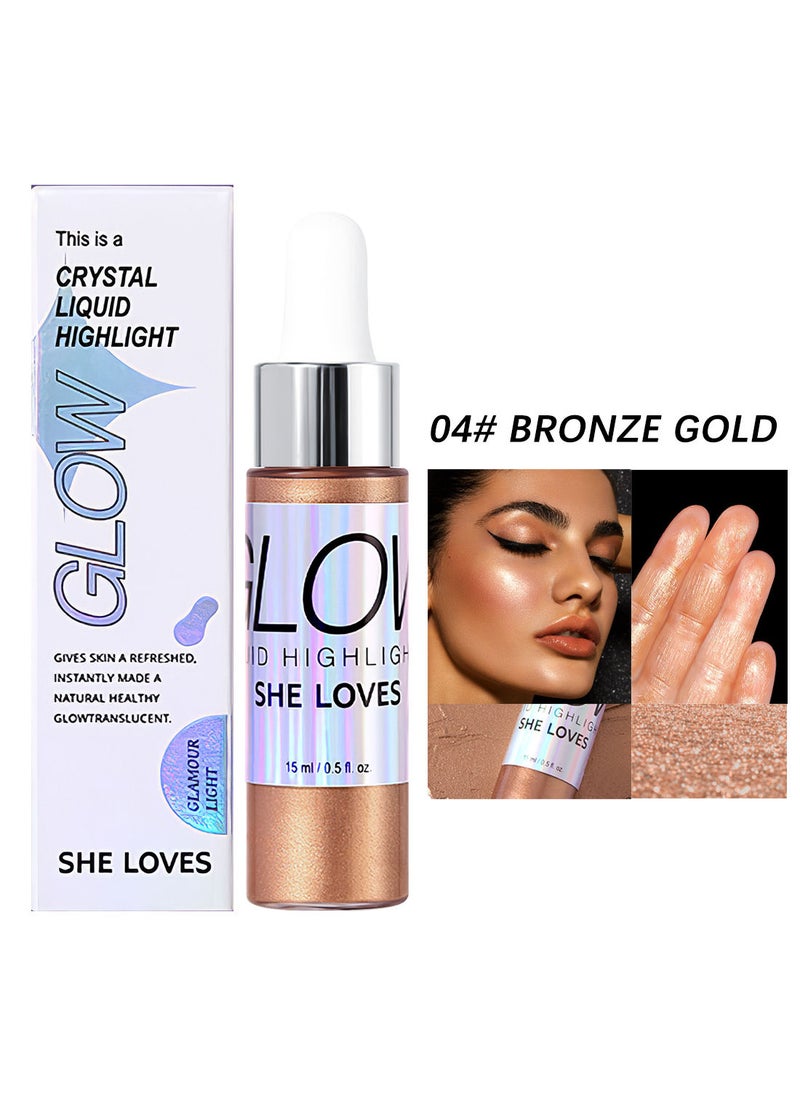 She Loves - Glow Crystal Liquid Highlight, Glossy Body Oil , Long Lasting Waterproof Beauty Illuminator for Face and Body 15ml - Image 1