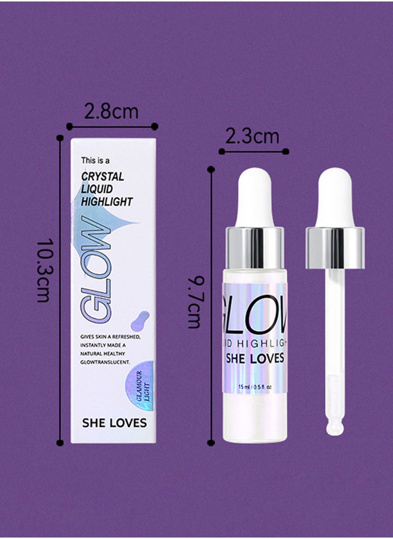 She Loves - Glow Crystal Liquid Highlight, Glossy Body Oil , Long Lasting Waterproof Beauty Illuminator for Face and Body 15ml - Image 1