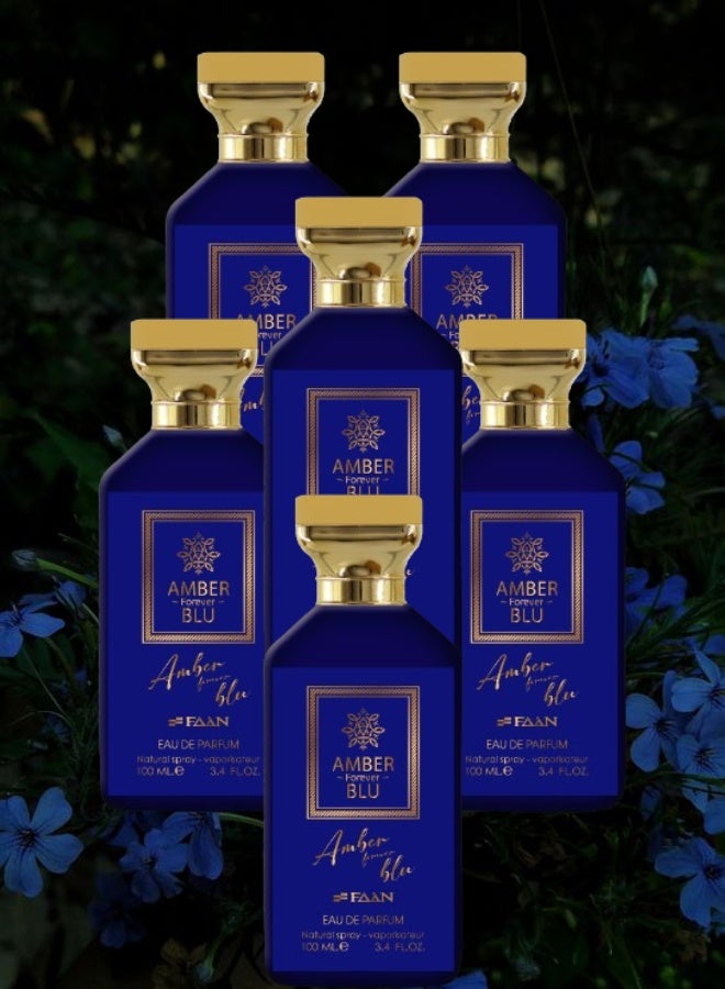 Faan 6 Pieces Amber Forever Blu Perfume 100ML - Image 1