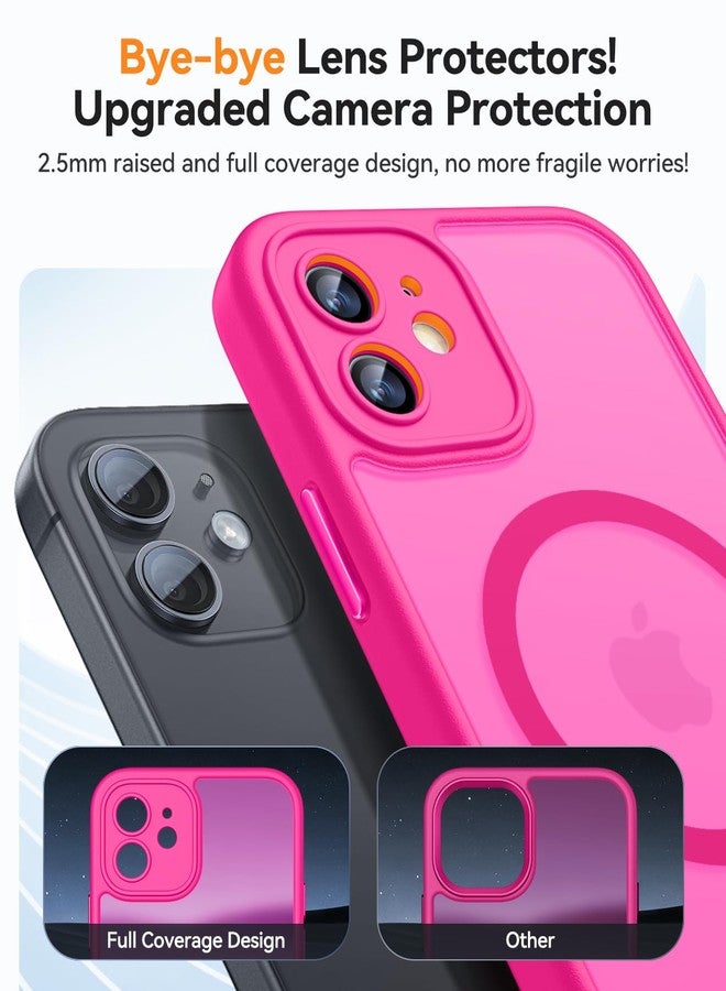 كانشن جراب CANSHN مغناطيسي متوافق مع iPhone 12، مُطوّر [حماية كاملة للكاميرا] [متوافق مع Magsafe] [شفاف غير لامع] غطاء حماية مقاوم للصدمات للهاتف 6.1 بوصة - وردي فاقع - Image 3