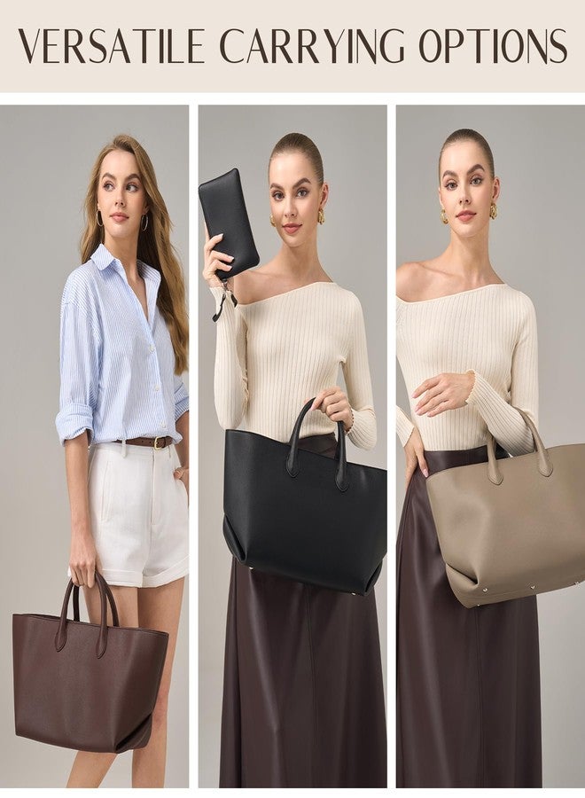 CHUNLI Leather Tote Bag for Women, Large Top-handle Handbags with Detachable Pocket for Work Travel Events Casual - Image 5