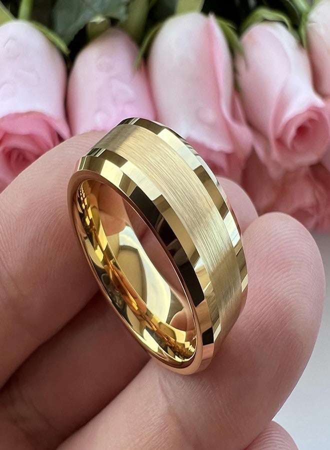 TUTISS 8mm Tungsten Rings for Men Women Fashion Engagement Wedding Bands Matte Polished Finish Beveled Edges Comfort Fit, Non-Precious Metal, No Gemstone - Image 2
