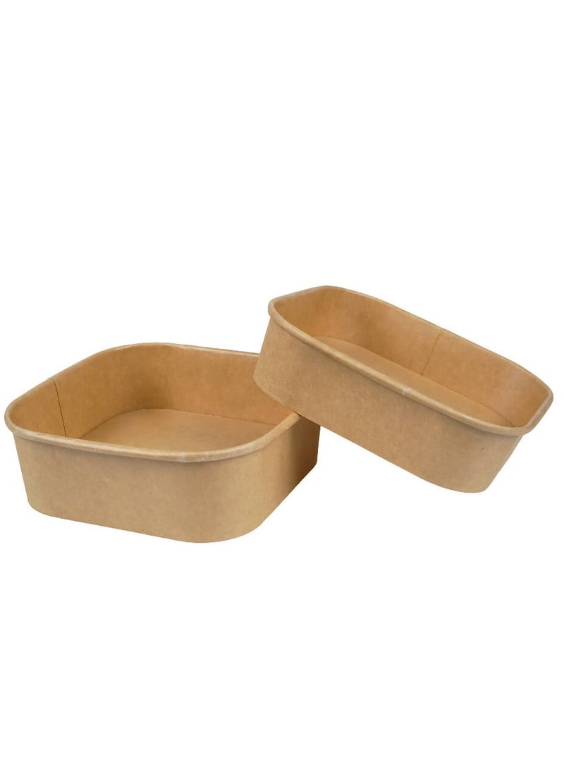 ProdelPak 750ML Square Kraft Paper Bowl with Pet Lid (Pack of 20) - Image 3