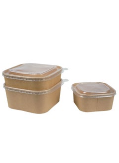 بروديل وعاء كرافت مربع ProdelPak مع غطاء PET - (عبوة 20)  - Image 1