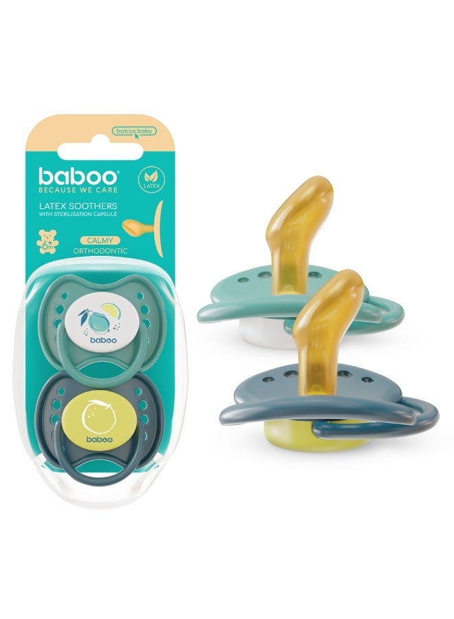 Baboo - Latex Orthodontic Baby Pacifier with Sterilizer Box - Lagoon Fiesta - +6m - 2pc - Image 1