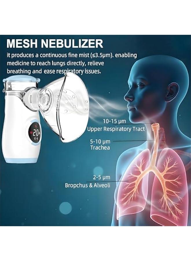 ماركة غير محددة Misty Nebulizer, Portable Nebulizer with Intuitive LED Interface and Auto-Cleaning, Handheld Nebulizer for Adults Kids  - Image 2