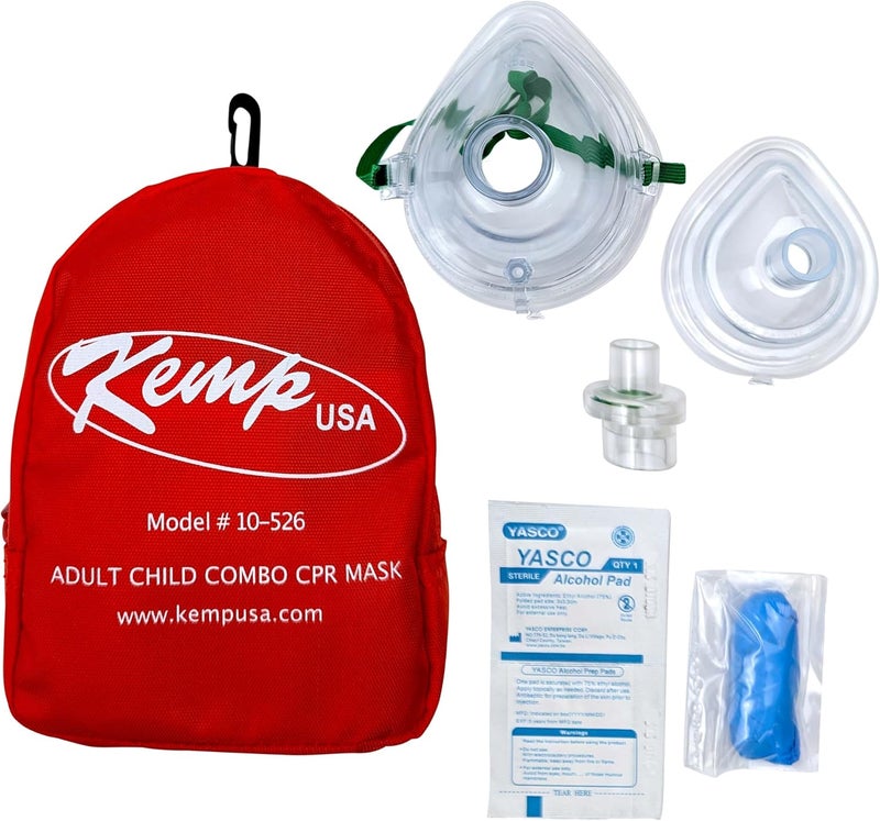 Kemp USA مجموعة كمب الولايات المتحدة الأمريكية للإسعافات الأولية للبالغين والرضع مع قناع CPR 10 - Image 1