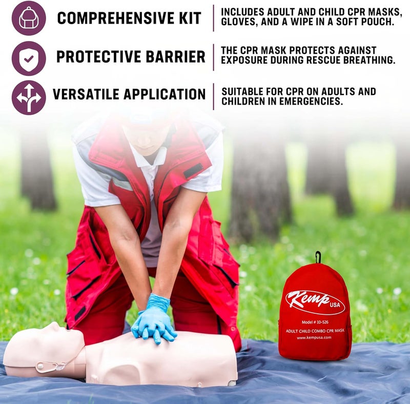 Kemp USA مجموعة كمب الولايات المتحدة الأمريكية للإسعافات الأولية للبالغين والرضع مع قناع CPR 10 - Image 5