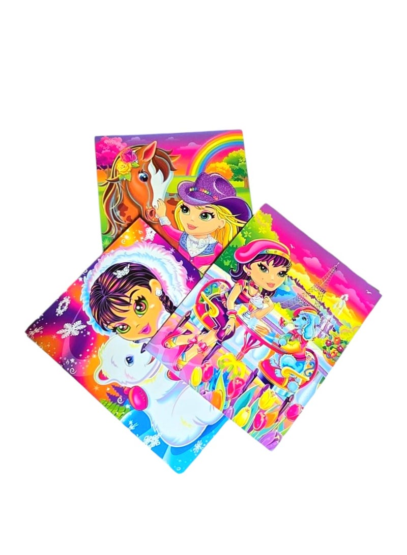 ليزا فرانك مجموعة من ٣ ملفات للاوراق نقشة كارتون مقاس A4 32*24 - Image 1