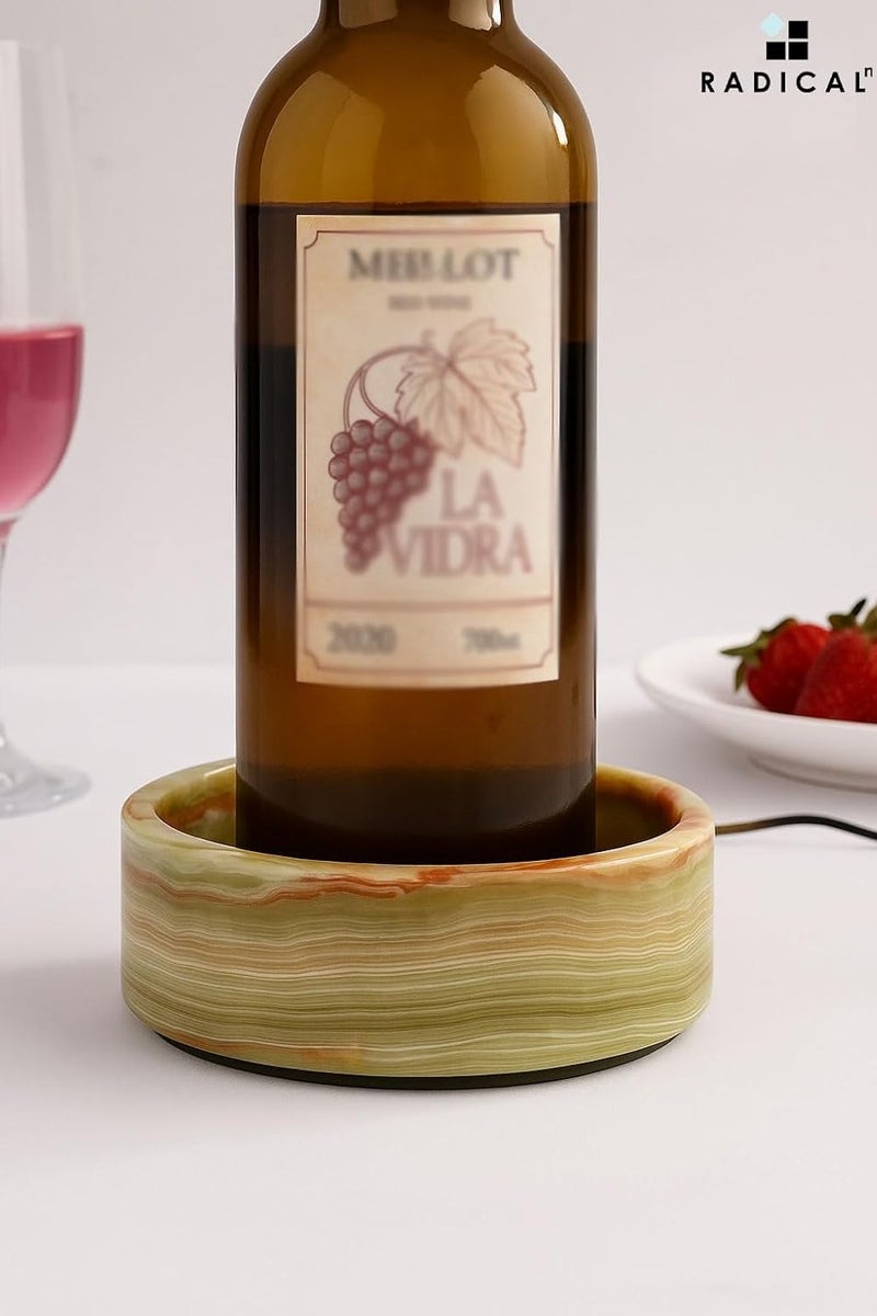 RADICALn Green Onyx Marble Wine Coasters | 5.5" Handmade Bottle Coasters for Countertop & Home Bar - Image 2