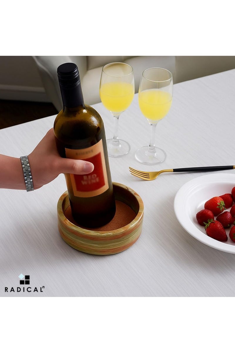 RADICALn Green Onyx Marble Wine Coasters | 5.5" Handmade Bottle Coasters for Countertop & Home Bar - Image 4