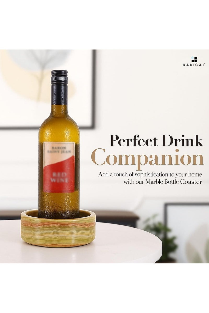 RADICALn Green Onyx Marble Wine Coasters | 5.5" Handmade Bottle Coasters for Countertop & Home Bar - Image 5