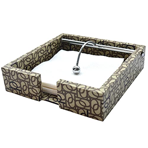 Tranquil Square Modern Design Brown Palate Wooden Napkin Holder Tissue Paper Rack for Kitchen Dining - Image 4