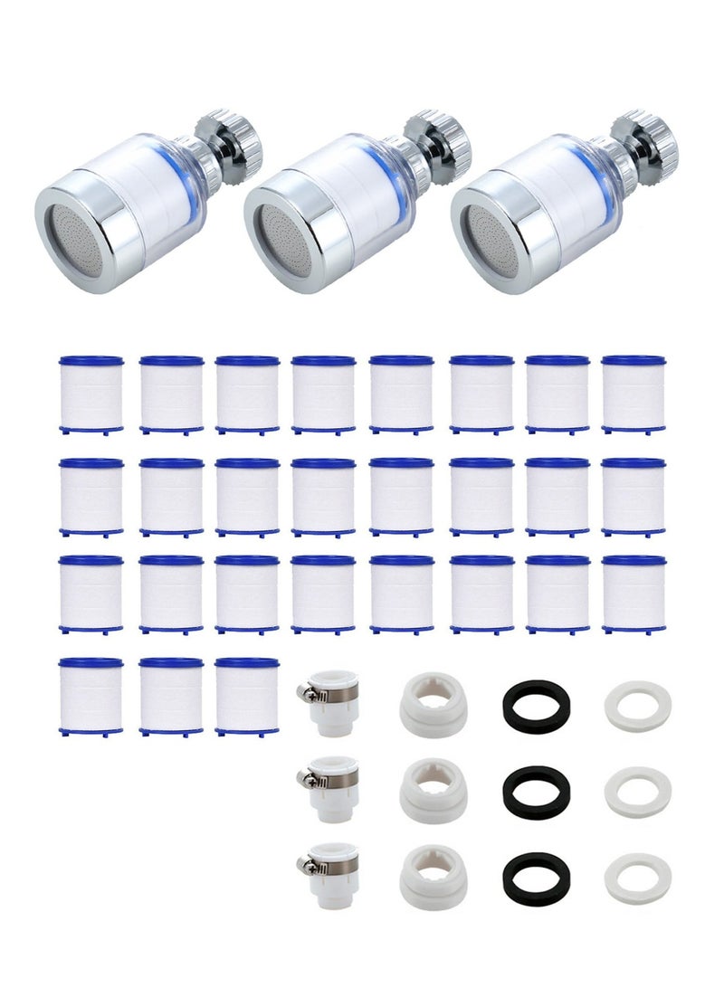 Bukela Universal Faucet Water Filter, 360° Rotatable Kitchen Sink Tap Purifier, Water Filter Removes Chlorine Sediment Suspended Solids Rust Colloids for Kitchen Bathroom (3 Pack and 27 Filter Cartridges) - Image 1