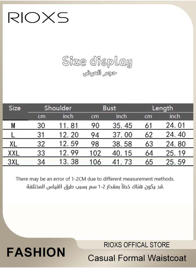 RIOXS - Men's Classic Solid Suit Vest with 4 Buttons, Regular Fit Tuxedo Waistcoat, Business Sleeveless Waistcoats, Slim Fit Blazer Vest with Single Breasted, Button Closure and Adjustable Back Straps, Suitable for Both Formal and Casual Occasions - Image 1