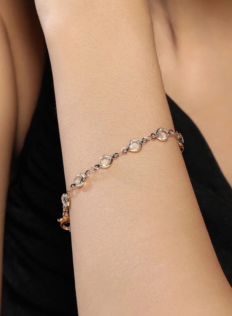 سوهي خلخال نسائي بسلسلة كريستال ذهبي كاليفورنيا بحجر صناعي من خليط معدني بإغلاق بمشبك مخلبي للاستخدام اليومي والكاجوال