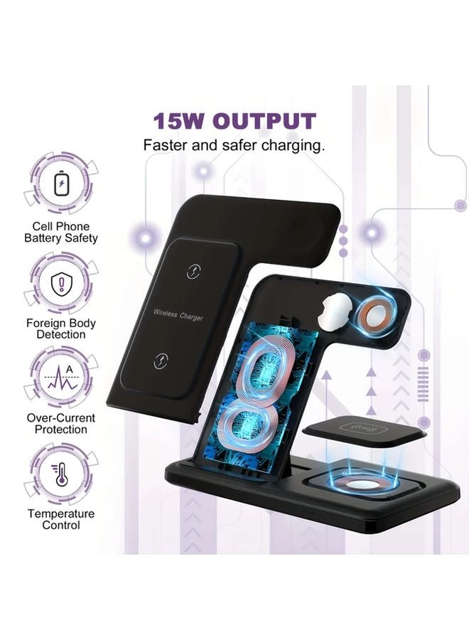 محطة الشحن اللاسلكي 3 في 1 الأبيض لهاتف آيفون 17 و16 و15 برو ماكس وساعة أبل واتش ألترا وسلسلة 10 و9 و8 وملحقات السيارات - Image 4
