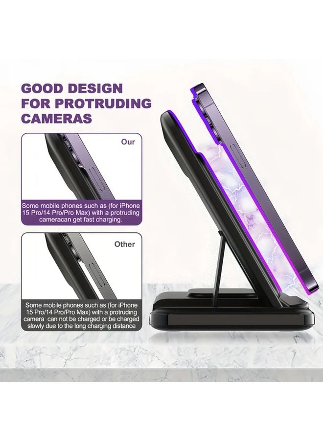 محطة الشحن اللاسلكي 3 في 1 الأبيض لهاتف آيفون 17 و16 و15 برو ماكس وساعة أبل واتش ألترا وسلسلة 10 و9 و8 وملحقات السيارات - Image 5