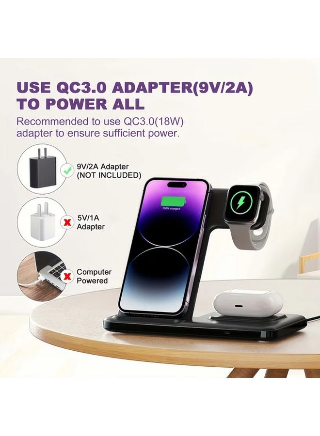 محطة الشحن اللاسلكي 3 في 1 الأبيض لهاتف آيفون 17 و16 و15 برو ماكس وساعة أبل واتش ألترا وسلسلة 10 و9 و8 وملحقات السيارات - Image 3