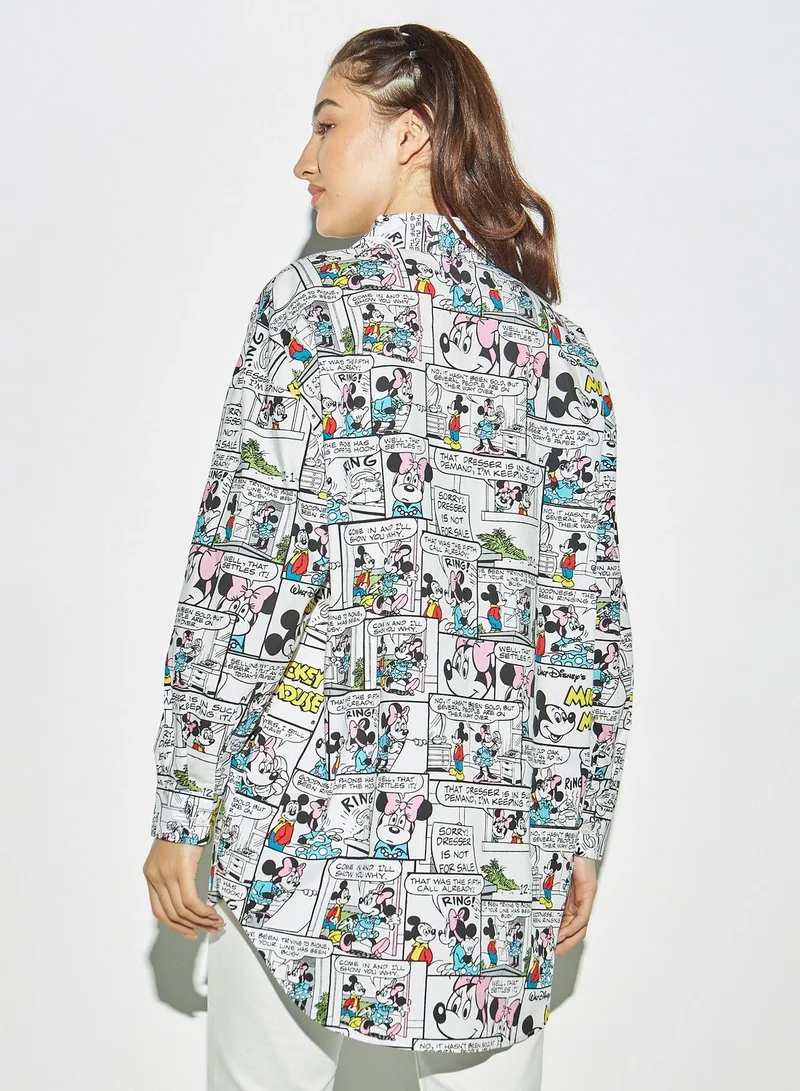 SP Characters All-Over Mickey and Minnie Mouse Print Oversized Shirt