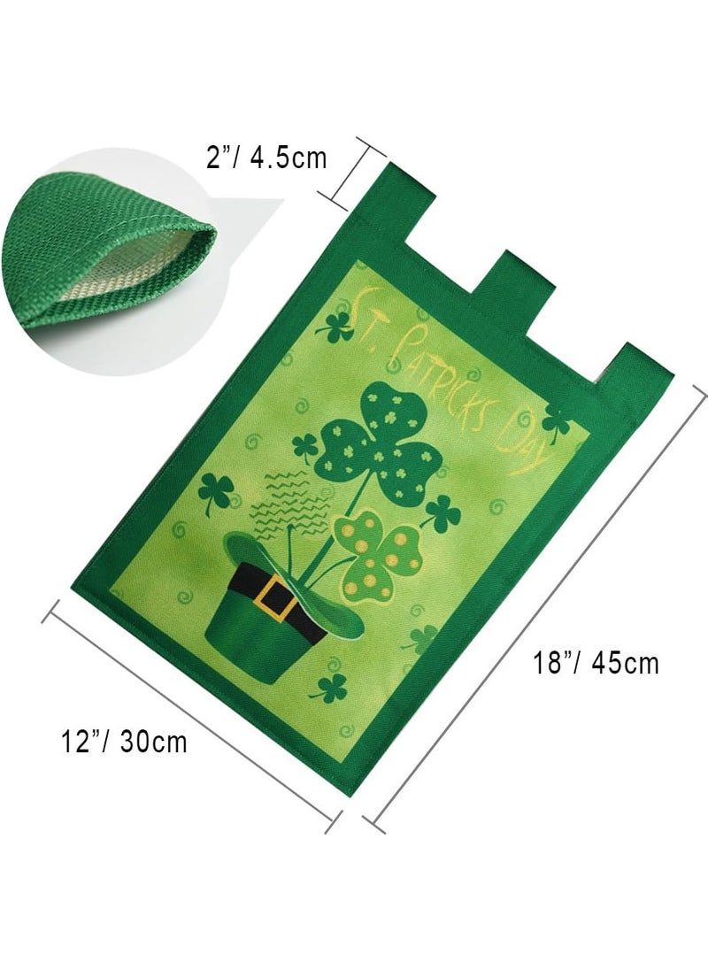 KUUQA KUUQA Happy St Patricks Day Garden Flag Decorative Clovers Irish Green Shamrocks 12 x 18 Inches for Garden and Home Decorations  - Image 2