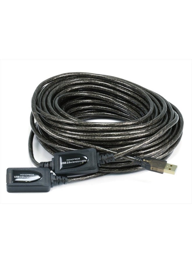 Monoprice 65ft 20M USB 2.0 A Male to A Female Active Extension/Repeater Cable for Playstation, Xbox, Kinenct, Oculus VR, USB Flash Drive, Card Reader, Hard Drive, Keyboard, Printer, Camera and More!  - Image 1