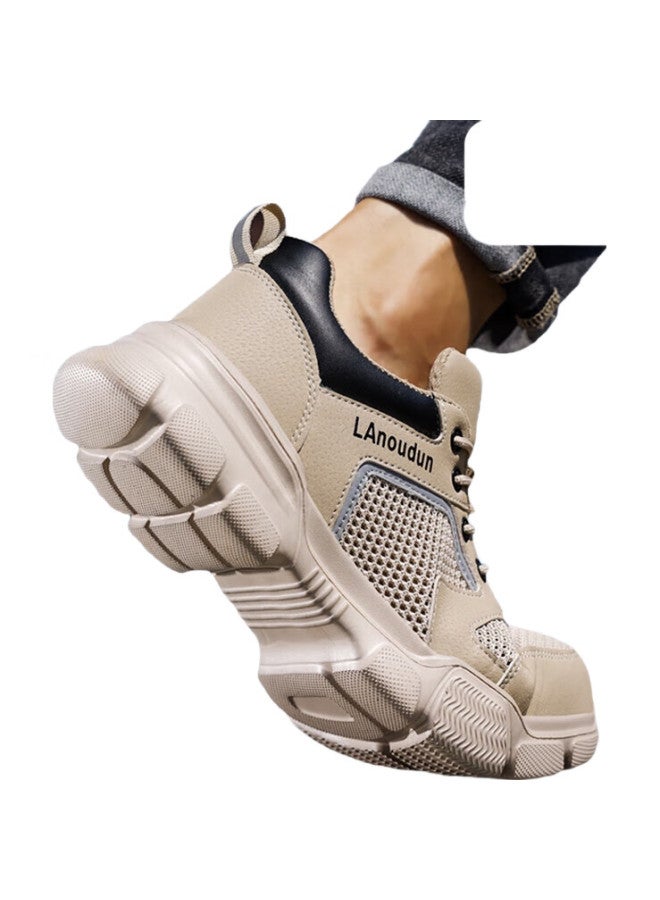 Blue Gull Shield Blue Owl Shield Safety Shoes For Men, Summer Breathable Odor-Resistant Steel Toe Cap Anti-Smashing Anti-Puncture Ultra-Light Soft-Soled Work Shoes D232 Size 44 - Image 1