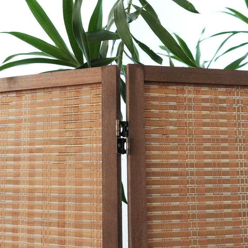 Furnnylane 3 Panel Bamboo Room Divider and Folding Panel Screen,Bamboo Panel Divider for Room Separation,Brown,67" H x 46" W - Image 4