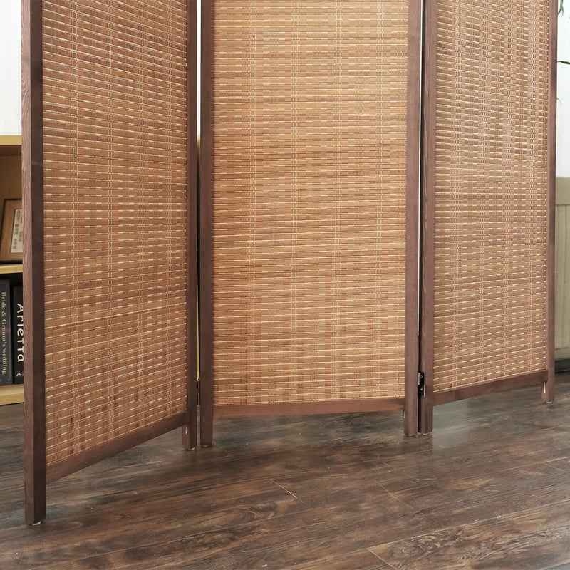 Furnnylane 3 Panel Bamboo Room Divider and Folding Panel Screen,Bamboo Panel Divider for Room Separation,Brown,67" H x 46" W - Image 5