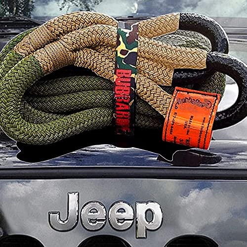 Bubba Rope RENEGADE 176655BKG Off-Road Power Stretch Kinetic Kit 3/4" x 20" Recovery Rope With Breaking Strength of 19000 In Tane / Green Accessory Ideal for Recovery and Towing Stuck Vehicles - Image 2