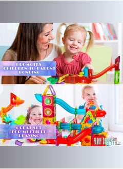 PEAKY KIDS 128 pcs magnetic tiles for kids,  stem approved educational magnetic blocks, 3d montessori toys for boys girls, constructing structures shapes building sets for brain activity & creativity  - Image 3