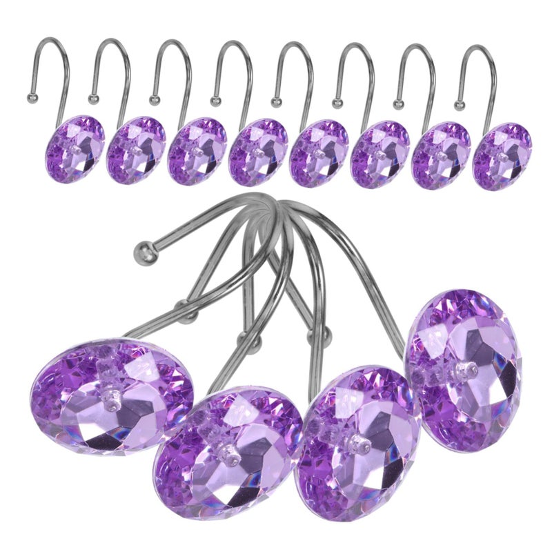 12C Acrylic Shower Curtain Hooks Decorative Bathroom Rings Easy Clean Elegant Design - Image 2