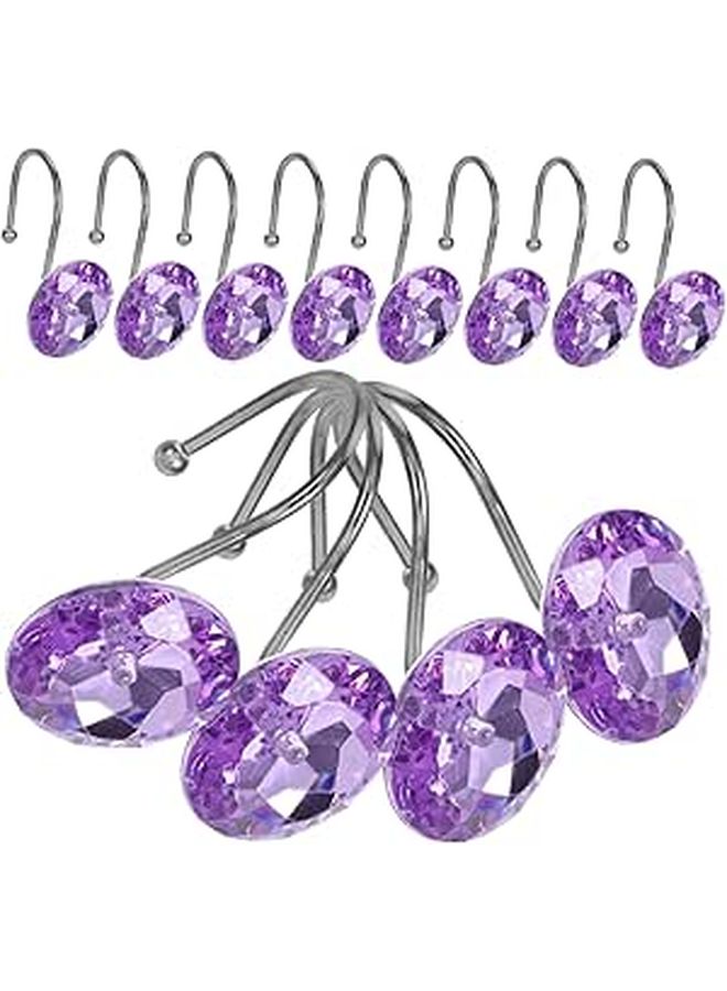 12C Acrylic Shower Curtain Hooks Decorative Bathroom Rings Easy Clean Elegant Design - Image 1