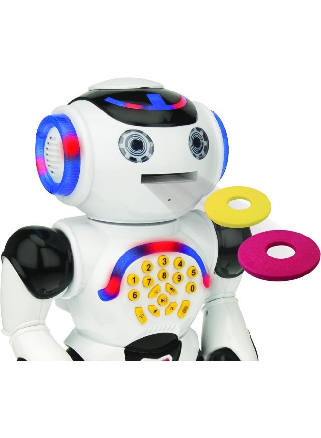 Lexibook Powerman ROB50AR Smart Interactive Robot for Kids, Remote Control Walking Talking Robot with Voice Mimic, Story Reading, Math Quiz, Dancing, Singing, Disc Shooting Game, STEM Educational Toy for Boys and Girls Age 4+ - Image 3