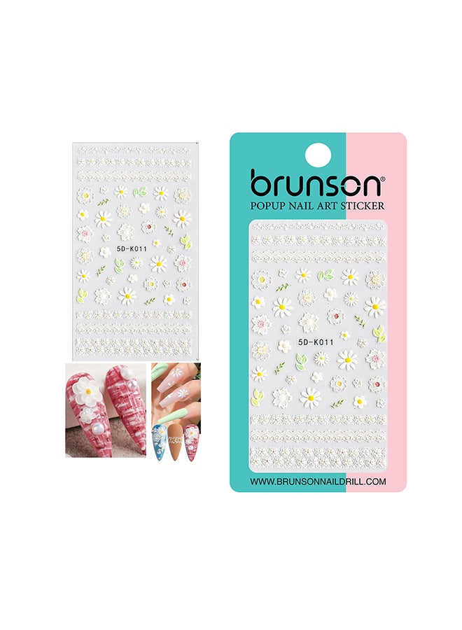 brunson 5D Flower Decals Exquisite Self Adhesive Nail Art Decoration Stickers 5D-k011