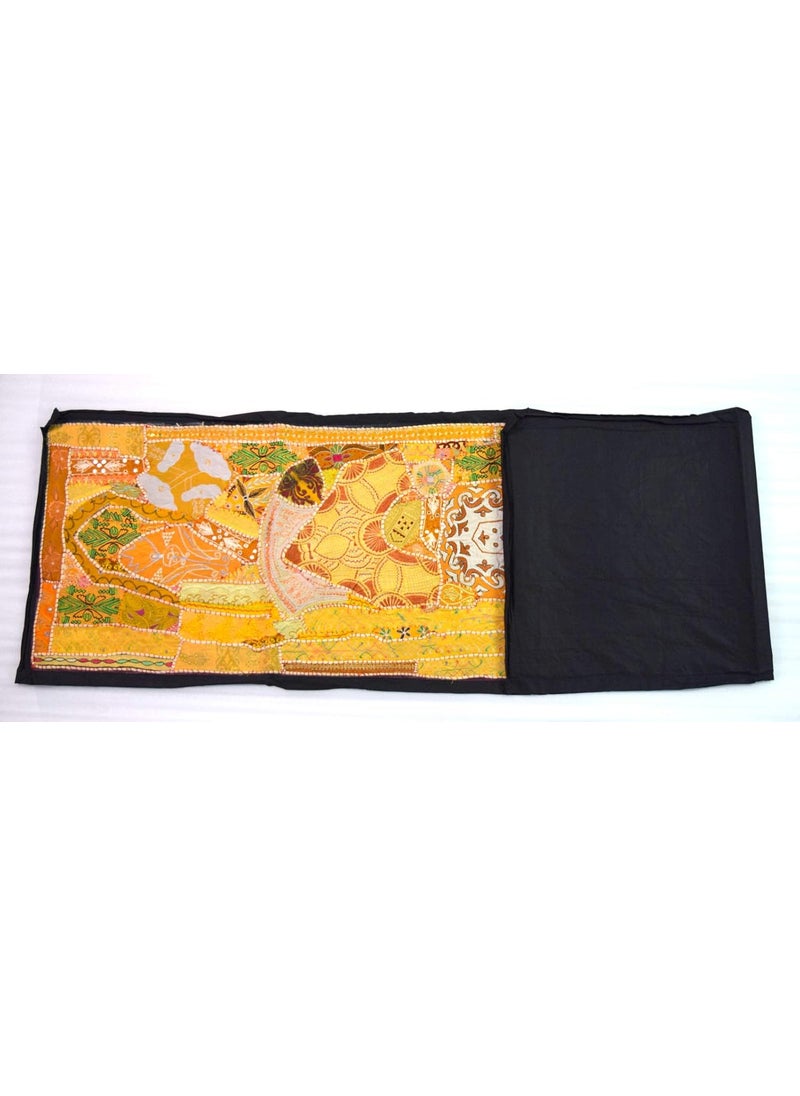 Global Art - Global Art Indian Art Handmade Patchwork Table Runner Traditional Embroidery Nice Decorative Home Office Table Decoration Art Charm - Image 1