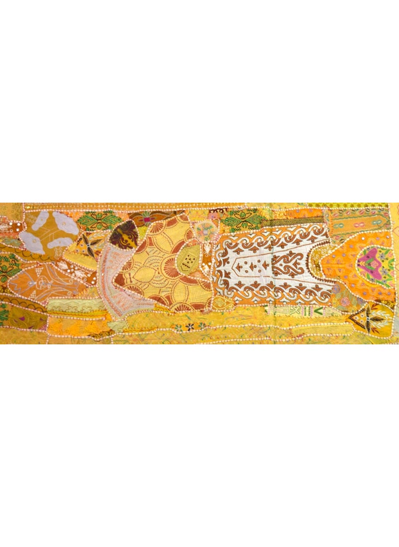 Global Art - Global Art Indian Art Handmade Patchwork Table Runner Traditional Embroidery Nice Decorative Home Office Table Decoration Art Charm - Image 1
