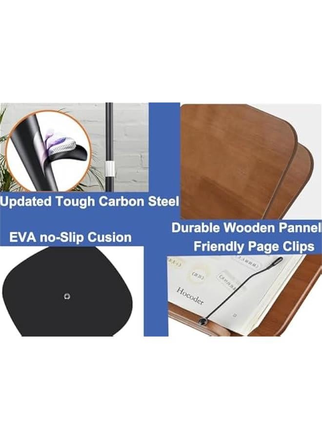 HOOKOR Music Stands Book Stand Floor for Reading Adjustable Podium Stand, Cook Book Stand, Music Sheet Stand, Wooden Floor Bible Holder Stand with  Paper Clip, 90-130cm (Brown) - Image 5