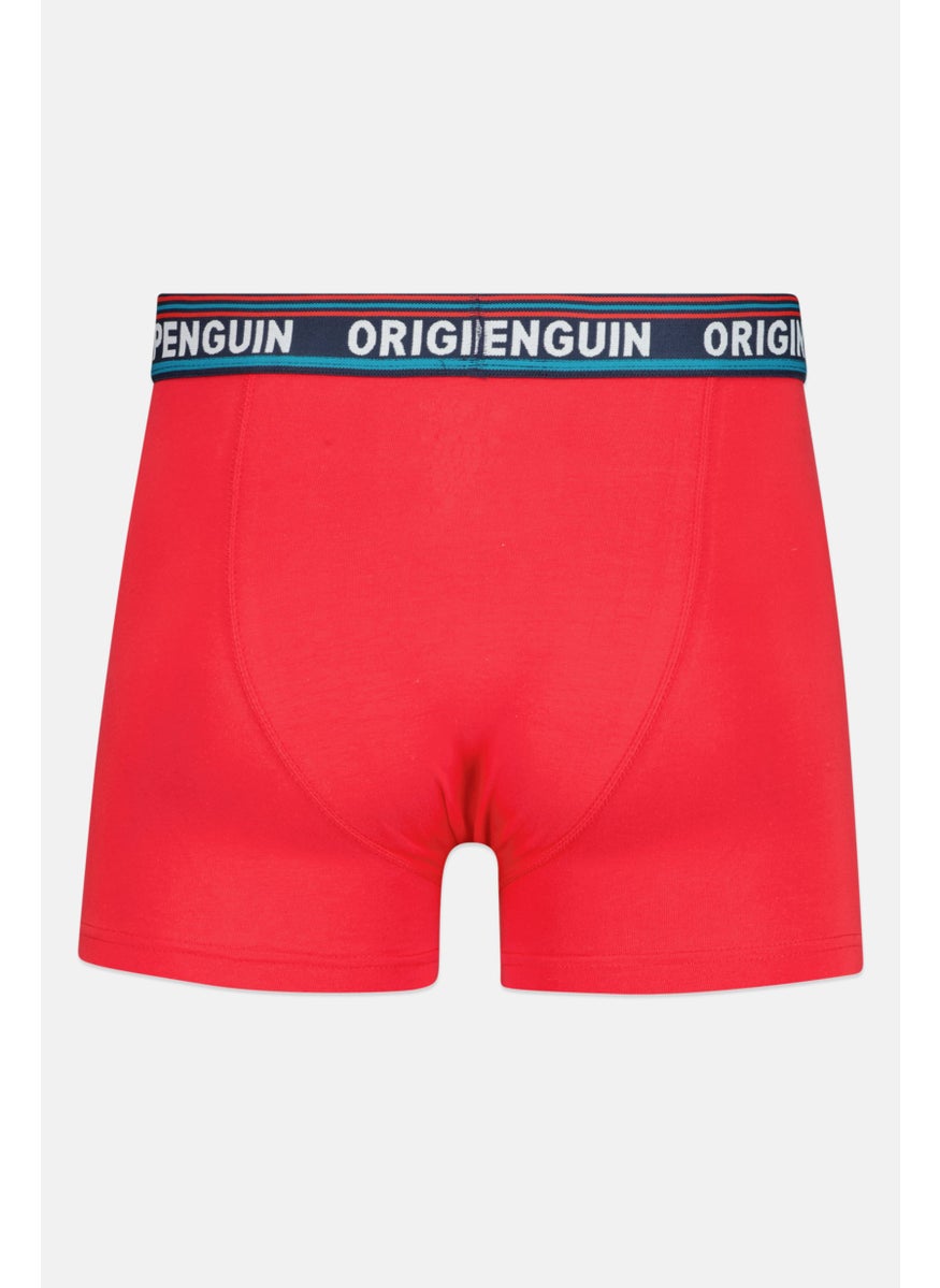 Original Penguin Men 3 Pieces Brand Logo Trunks, Navy/Red  - Image 2