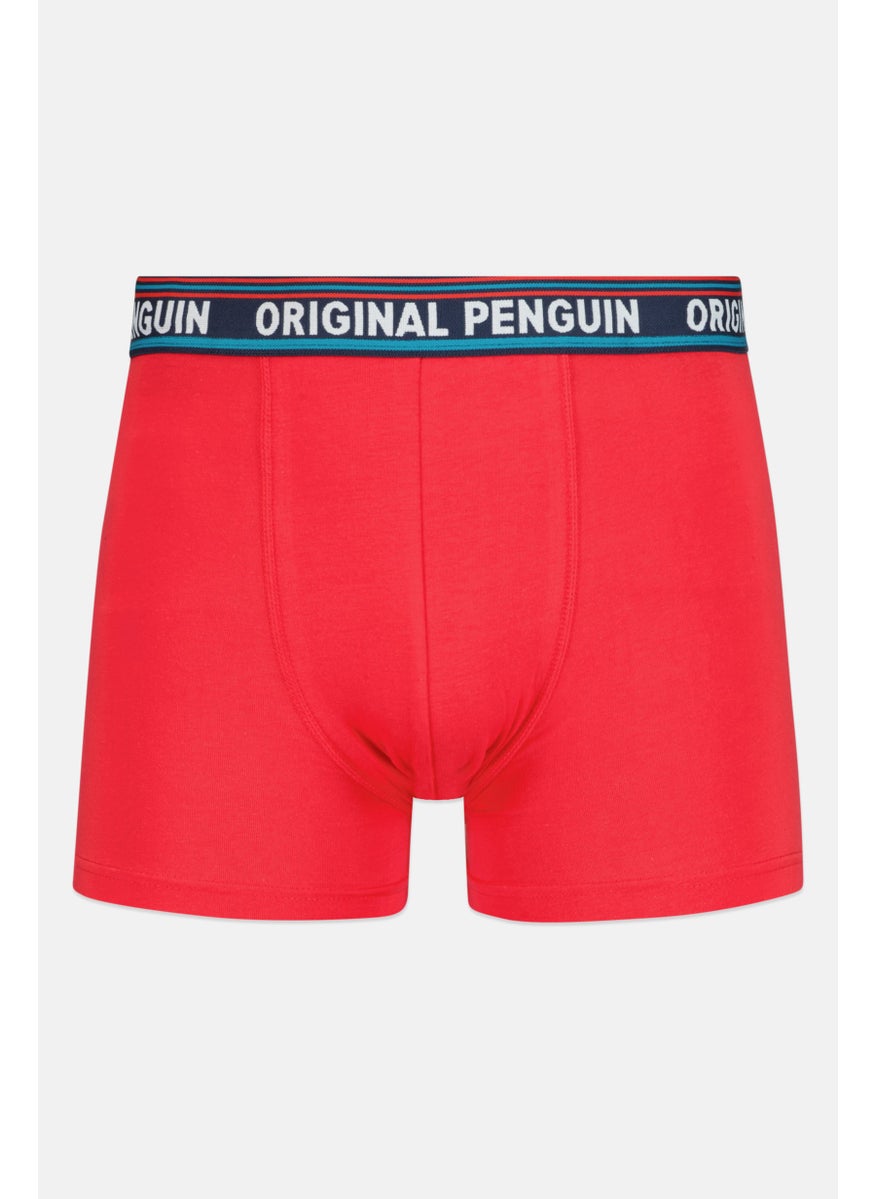 Original Penguin Men 3 Pieces Brand Logo Trunks, Navy/Red  - Image 5