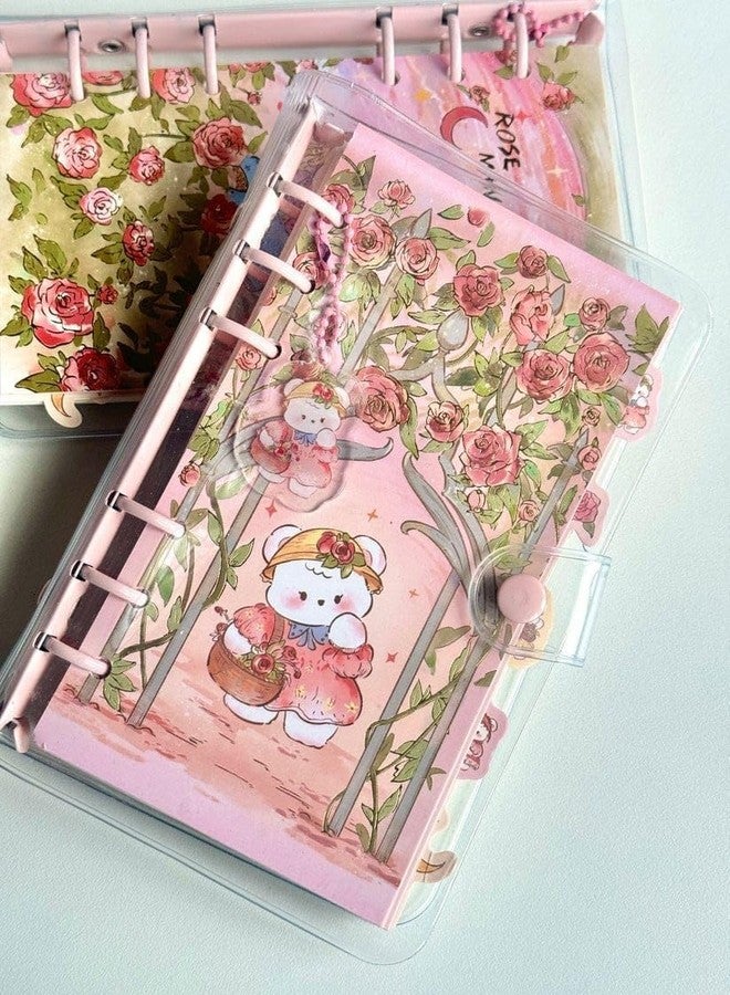 SWOPPERRY Korean Stationery Mini Transparent 3-Hole Binder Spiral Diary Notebook - Cute Kawaii Portable Journal Notebook Agenda for Girls & Students (80+ Pages) - Image 1