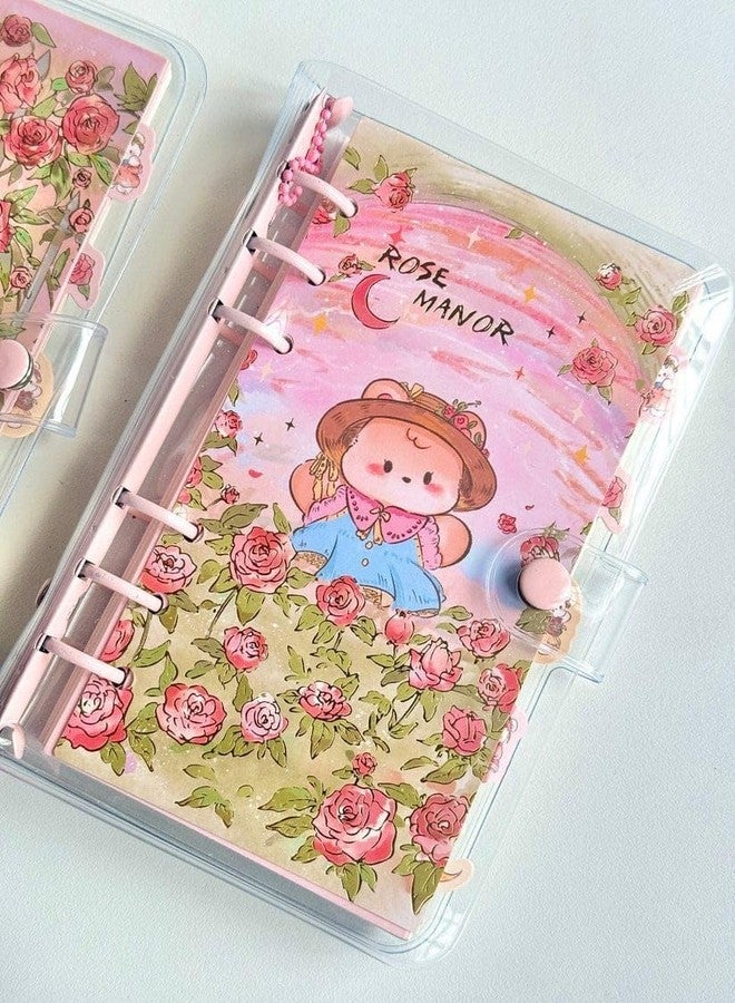 SWOPPERRY Korean Stationery Mini Transparent 3-Hole Binder Spiral Diary Notebook - Cute Kawaii Portable Journal Notebook Agenda for Girls & Students (80+ Pages) - Image 2