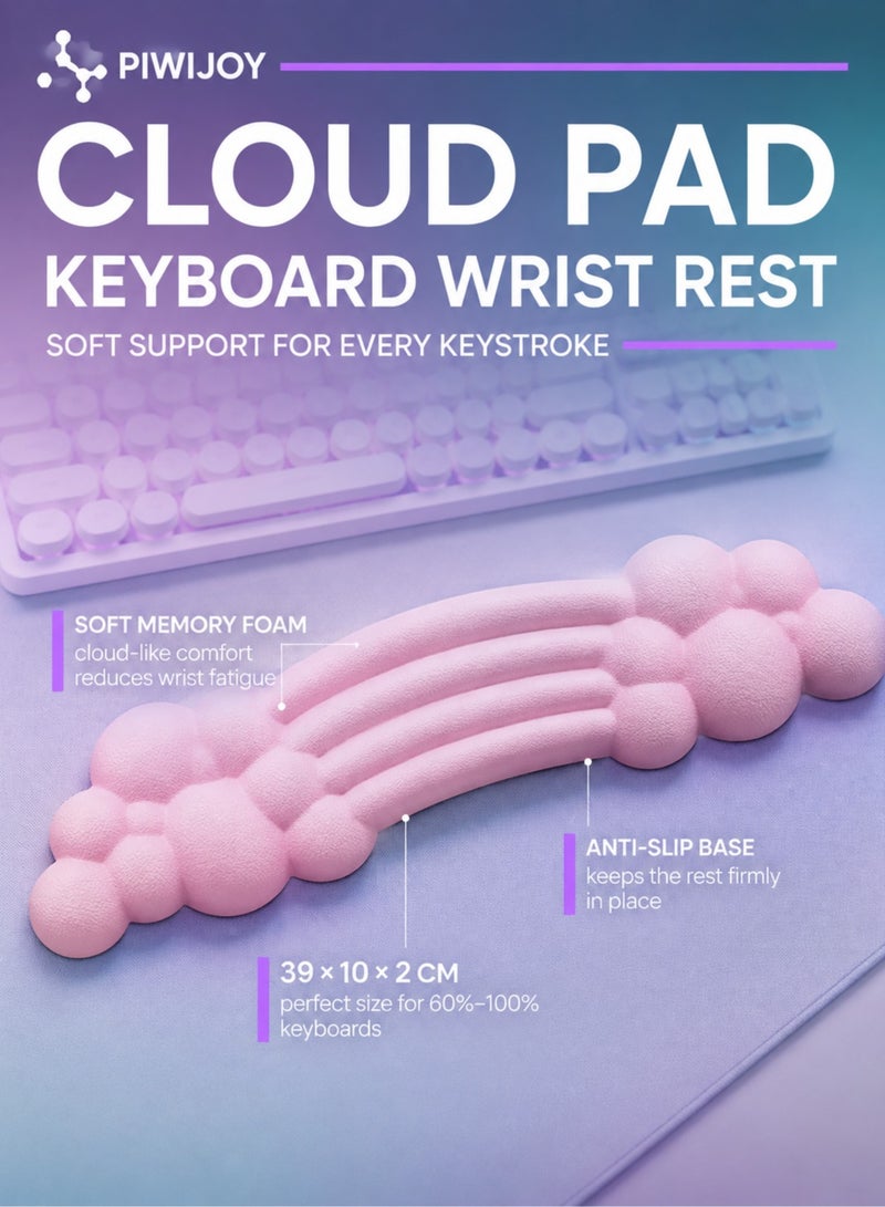 PIWIJOY مسند معصم لوحة مفاتيح Cloud Pad من الإسفنج الذكي الناعم - وردي - Image 1