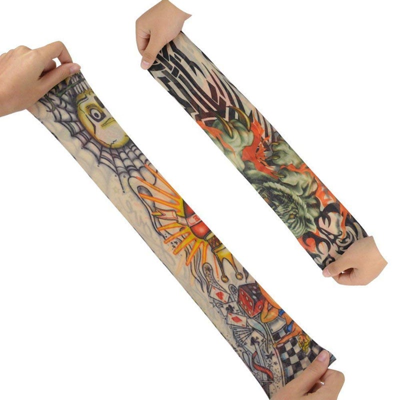 Pinkiou Temporary Tattoo Arm Sleeves, Fake Tattoo Sleeves for Men/Women, Sun Protective Cover, Body Art Fake Arm Accessories (L, 6 pcs) - Image 4