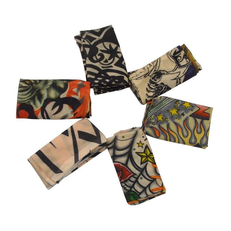 Pinkiou Temporary Tattoo Arm Sleeves, Fake Tattoo Sleeves for Men/Women, Sun Protective Cover, Body Art Fake Arm Accessories (L, 6 pcs) - Image 2