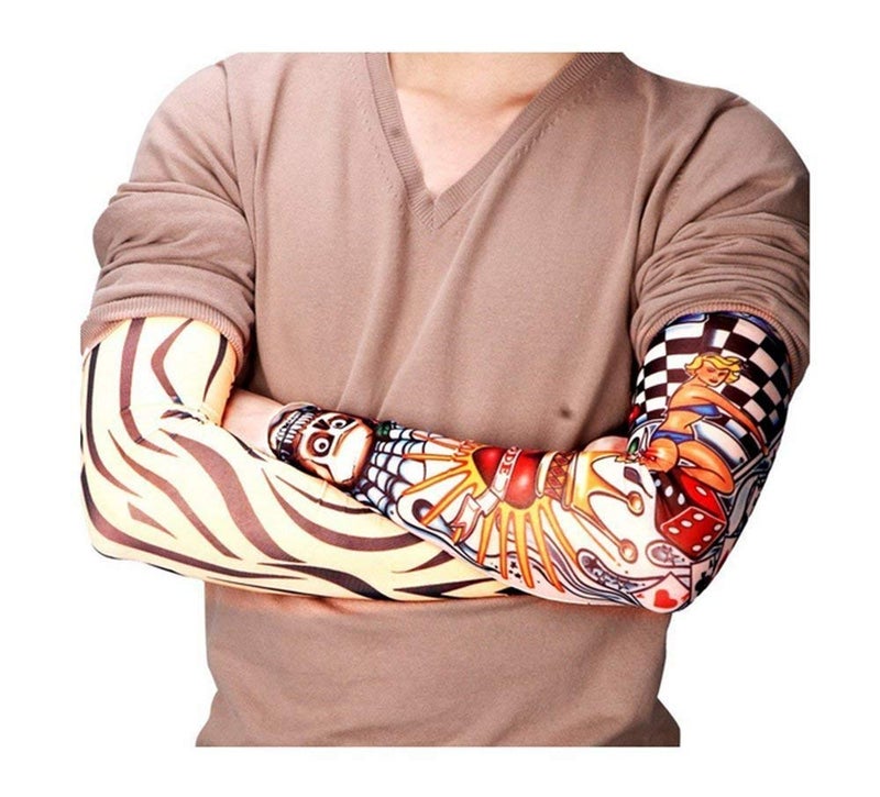 Pinkiou Temporary Tattoo Arm Sleeves, Fake Tattoo Sleeves for Men/Women, Sun Protective Cover, Body Art Fake Arm Accessories (L, 6 pcs) - Image 5