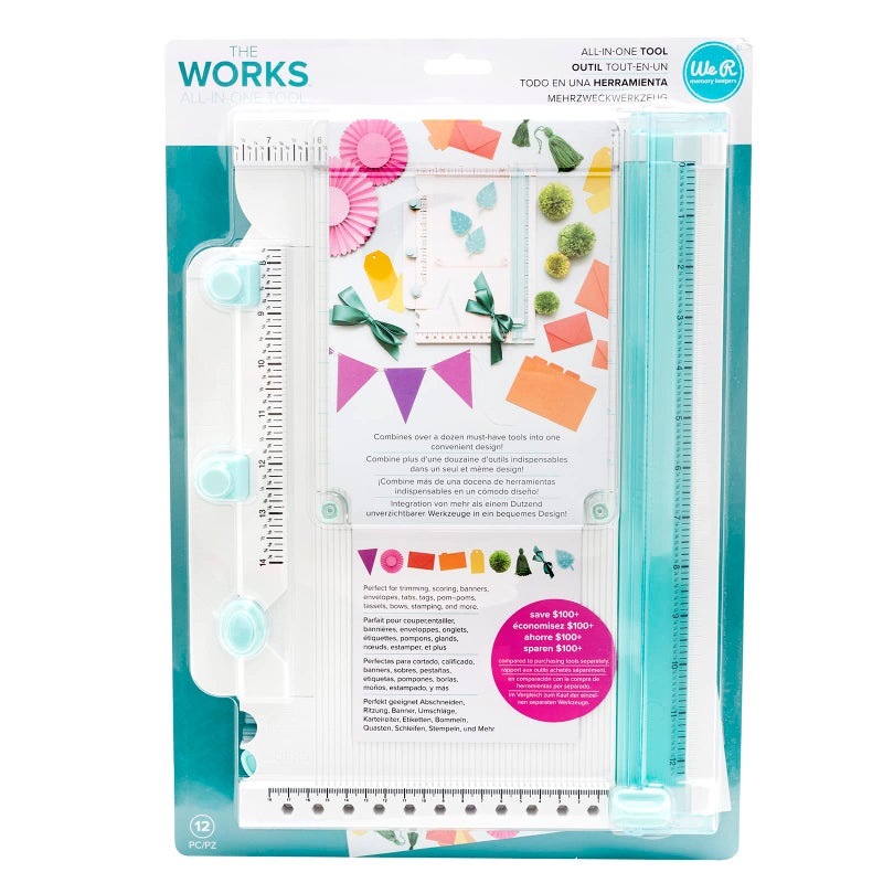 We R Memory Keepers, All in One Scrapbooking Tool, Contains Trimmer, Scoring Tool, Bone Folder, Banner Maker, Enveloper Maker, Scoring Board, Corner Rounder, Hole Punch and More, Uses V3 Side Blade - Image 3