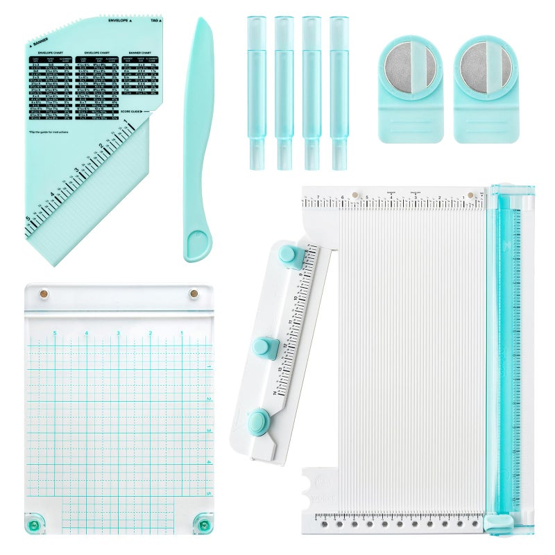 We R Memory Keepers, All in One Scrapbooking Tool, Contains Trimmer, Scoring Tool, Bone Folder, Banner Maker, Enveloper Maker, Scoring Board, Corner Rounder, Hole Punch and More, Uses V3 Side Blade - Image 1