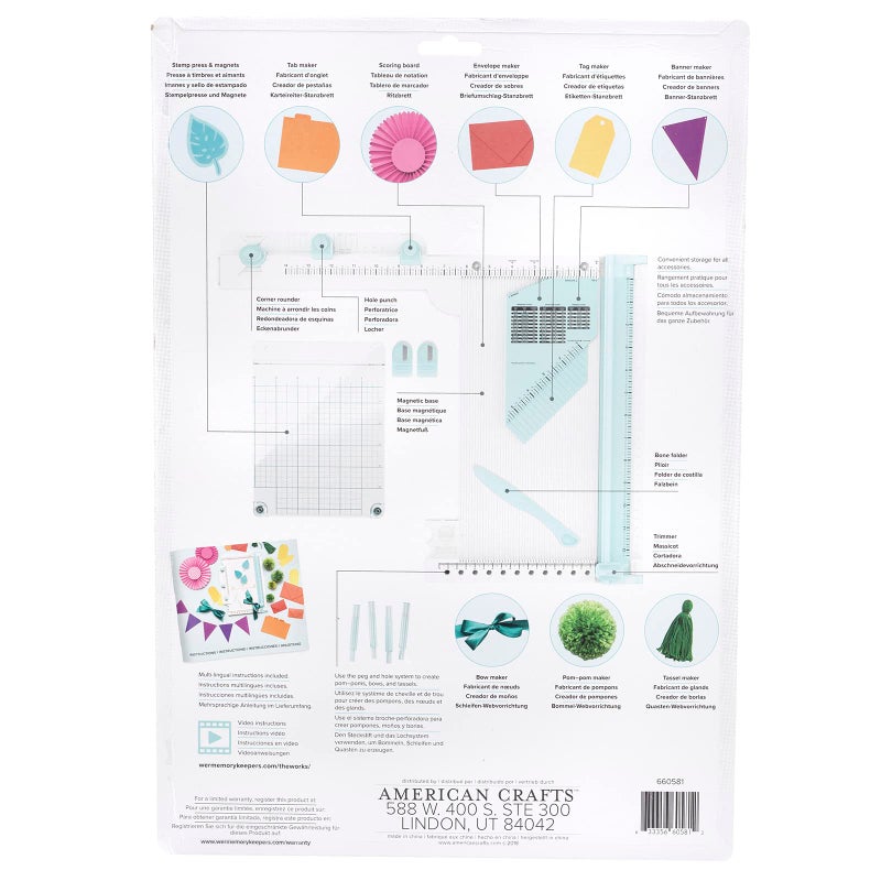 We R Memory Keepers, All in One Scrapbooking Tool, Contains Trimmer, Scoring Tool, Bone Folder, Banner Maker, Enveloper Maker, Scoring Board, Corner Rounder, Hole Punch and More, Uses V3 Side Blade - Image 4