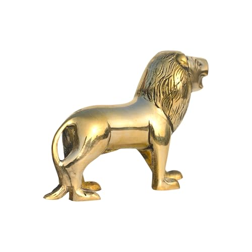 TREE MAISON CORONATING HOMES Brass Lion Statue | Weight - 762 G (Approx) | Size-5 Inch | Vastu Remedy | Zonal Placement -North-North-East | Lion Statue for Home Decor | Showpiece - Image 3